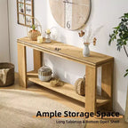 Console de style maison de ferme brune avec étagère, bordure à billes sculptée | 160 cm | 1 personne