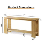 Console de style maison de ferme brune avec étagère, bordure à billes sculptée | 160 cm | 1 personne
