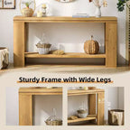 Console de style maison de ferme brune avec étagère, bordure à billes sculptée | 160 cm | 1 personne