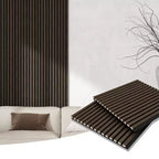 Panneau mural acoustique grain de bois beige/noir/marron – Paquet de 4 (chambre 2 personnes)