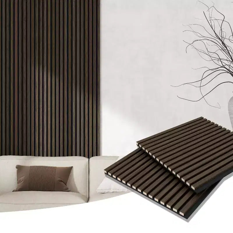 Panneau mural acoustique grain de bois beige/noir/marron – Paquet de 4 (chambre 2 personnes)