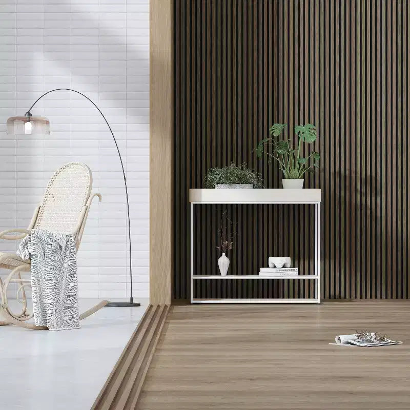Panneau mural acoustique grain de bois beige/noir/marron – Paquet de 4 (chambre 2 personnes)