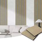 Panneau mural acoustique grain de bois beige/noir/marron – Paquet de 4 (chambre 2 personnes)