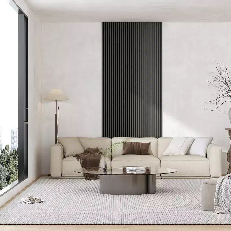 Panneau mural acoustique grain de bois beige/noir/marron – Paquet de 4 (chambre 2 personnes)