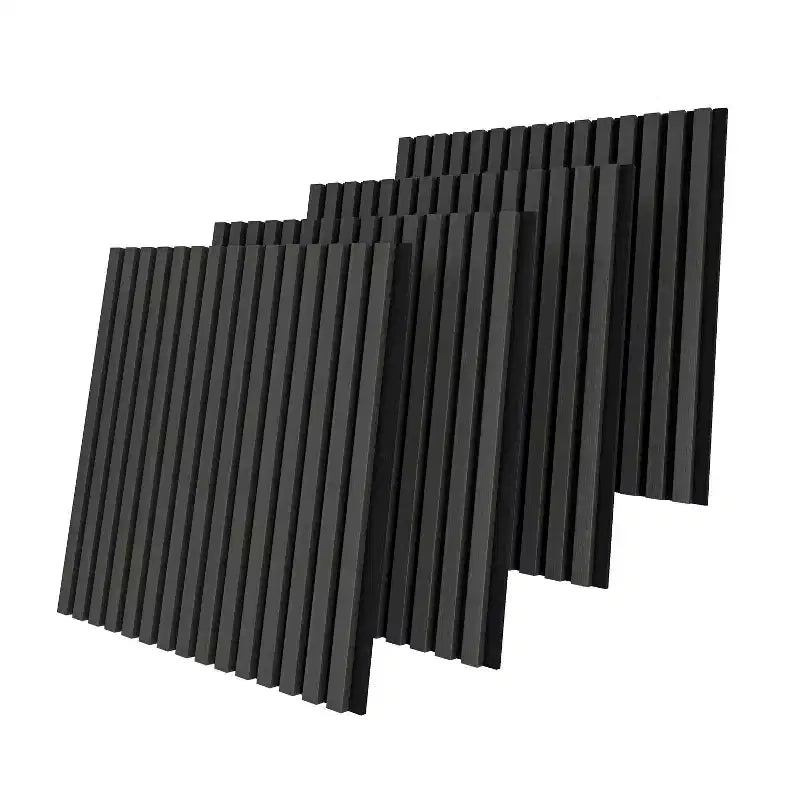 Panneau mural acoustique grain de bois beige/noir/marron – Paquet de 4 (chambre 2 personnes)