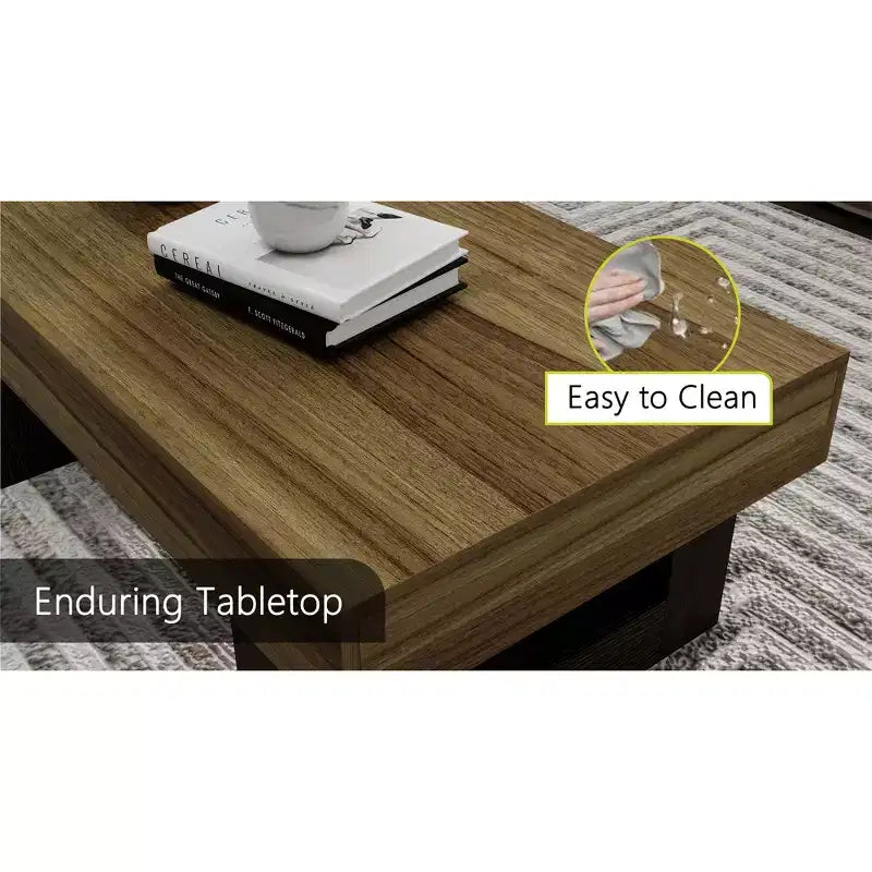 Table basse rectangulaire marron, style tréteau, pour 1 personne