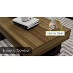 Table basse rectangulaire marron, style tréteau, pour 1 personne