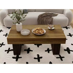 Table basse rectangulaire marron, style tréteau, pour 1 personne