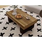 Table basse rectangulaire marron, style tréteau, pour 1 personne