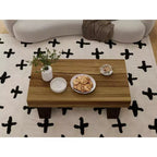 Table basse rectangulaire marron, style tréteau, pour 1 personne