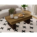 Table basse rectangulaire marron, style tréteau, pour 1 personne