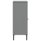 Étagère en pin massif brun / gris / blanc avec pieds en métal, 2 tablettes