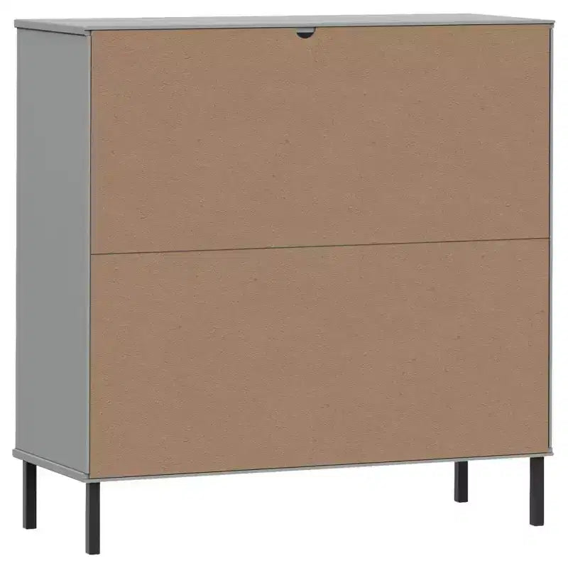 Étagère en pin massif brun / gris / blanc avec pieds en métal, 2 tablettes