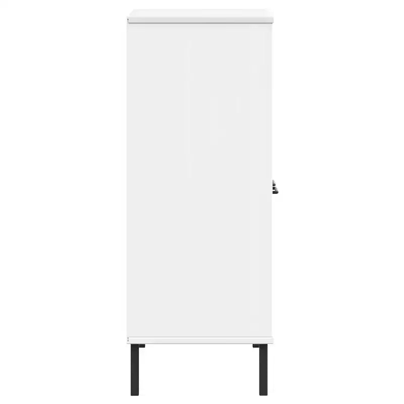 Étagère en pin massif brun / gris / blanc avec pieds en métal, 2 tablettes