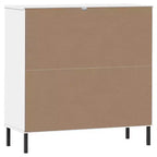 Étagère en pin massif brun / gris / blanc avec pieds en métal, 2 tablettes