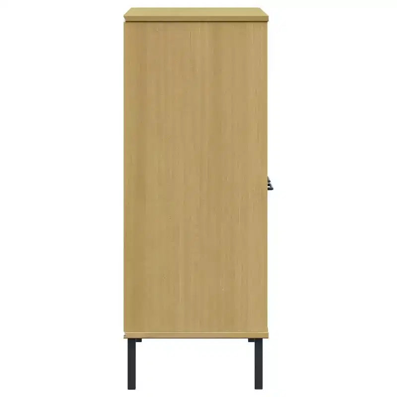 Étagère en pin massif brun / gris / blanc avec pieds en métal, 2 tablettes