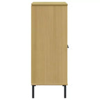Étagère en pin massif brun / gris / blanc avec pieds en métal, 2 tablettes