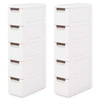 Costway 2PCS 5-Drawer Narrow Rolling Storage Cabinet w/ Pull Handles Built-in Wheels