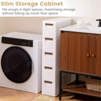 Meuble de rangement roulant étroit blanc à 5 tiroirs avec roulettes – Lot de 2