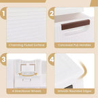 Meuble de rangement roulant étroit blanc à 5 tiroirs avec roulettes – Lot de 2