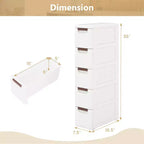 Meuble de rangement roulant étroit blanc à 5 tiroirs avec roulettes – Lot de 2