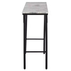 Table console en marbre gris et noir, rectangulaire, piètement en fer