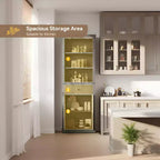 Armoire de rangement haute grise avec portes vitrées, 2 portes