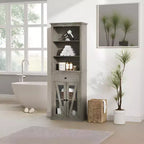 Armoire de rangement haute grise avec portes vitrées, 2 portes