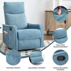 Fauteuil inclinable, pivotant et berçant en tissu avec chauffage et massage, monoplace – Beige / Bleu / Marron / Gris foncé / Vert / Kaki / Orange