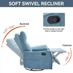 Fauteuil inclinable, pivotant et berçant en tissu avec chauffage et massage, monoplace – Beige / Bleu / Marron / Gris foncé / Vert / Kaki / Orange