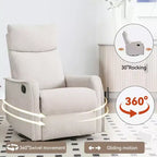 Fauteuil inclinable, pivotant et berçant en tissu avec chauffage et massage, monoplace – Beige / Bleu / Marron / Gris foncé / Vert / Kaki / Orange