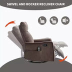 Fauteuil inclinable, pivotant et berçant en tissu avec chauffage et massage, monoplace – Beige / Bleu / Marron / Gris foncé / Vert / Kaki / Orange