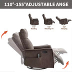 Fauteuil inclinable, pivotant et berçant en tissu avec chauffage et massage, monoplace – Beige / Bleu / Marron / Gris foncé / Vert / Kaki / Orange