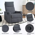 Fauteuil inclinable, pivotant et berçant en tissu avec chauffage et massage, monoplace – Beige / Bleu / Marron / Gris foncé / Vert / Kaki / Orange