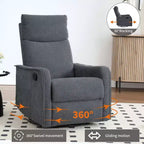 Fauteuil inclinable, pivotant et berçant en tissu avec chauffage et massage, monoplace – Beige / Bleu / Marron / Gris foncé / Vert / Kaki / Orange
