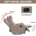 Fauteuil inclinable, pivotant et berçant en tissu avec chauffage et massage, monoplace – Beige / Bleu / Marron / Gris foncé / Vert / Kaki / Orange