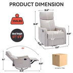 Fauteuil inclinable, pivotant et berçant en tissu avec chauffage et massage, monoplace – Beige / Bleu / Marron / Gris foncé / Vert / Kaki / Orange