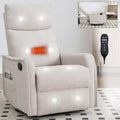 Fauteuil inclinable, pivotant et berçant en tissu avec chauffage et massage, monoplace – Beige / Bleu / Marron / Gris foncé / Vert / Kaki / Orange