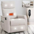 Fauteuil inclinable, pivotant et berçant en tissu avec chauffage et massage, monoplace – Beige / Bleu / Marron / Gris foncé / Vert / Kaki / Orange