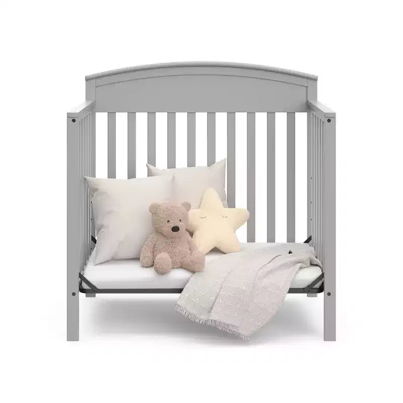 Mini-lit de bébé convertible 4-en-1 Blush / Bois flotté / Gris galet / Blanc avec matelas, pour 1 personne