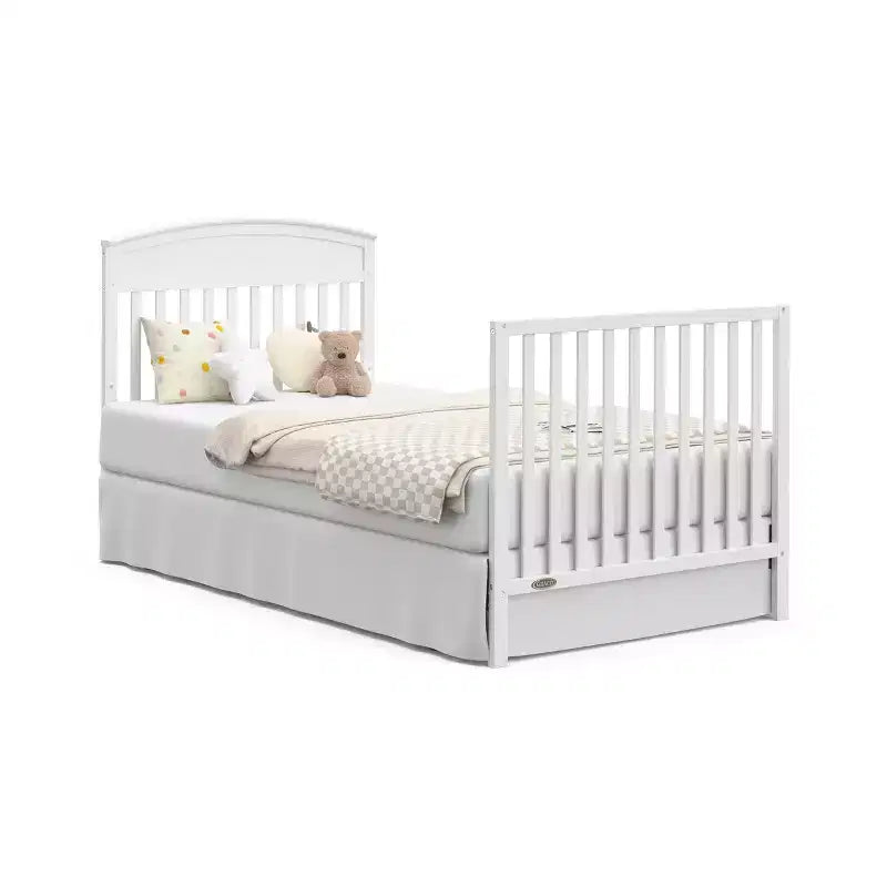 Mini-lit de bébé convertible 4-en-1 Blush / Bois flotté / Gris galet / Blanc avec matelas, pour 1 personne