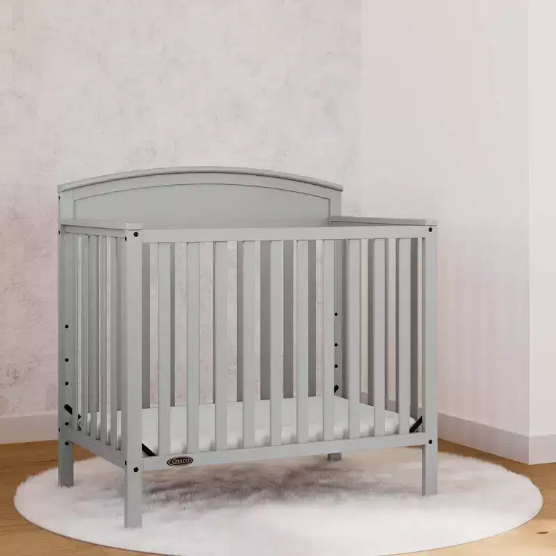 Mini-lit de bébé convertible 4-en-1 Blush / Bois flotté / Gris galet / Blanc avec matelas, pour 1 personne