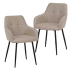 Chaises de salle à manger capitonnées grises avec accoudoirs, lot de 2