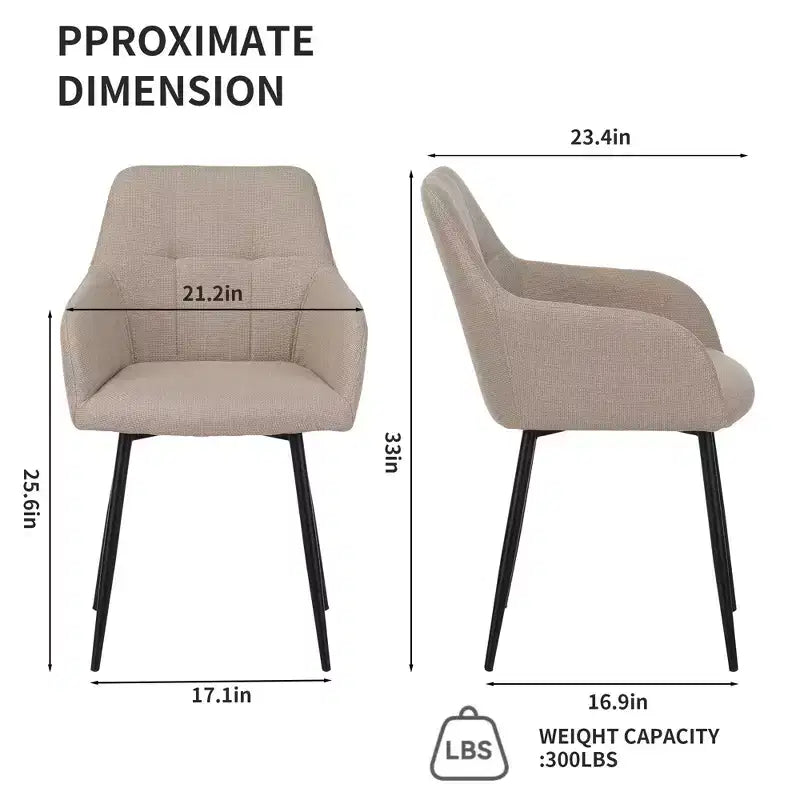 Chaises de salle à manger capitonnées grises avec accoudoirs, lot de 2