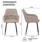 Chaises de salle à manger capitonnées grises avec accoudoirs, lot de 2