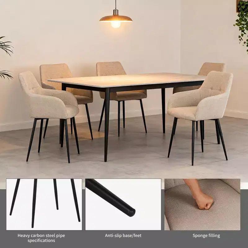 Chaises de salle à manger capitonnées grises avec accoudoirs, lot de 2