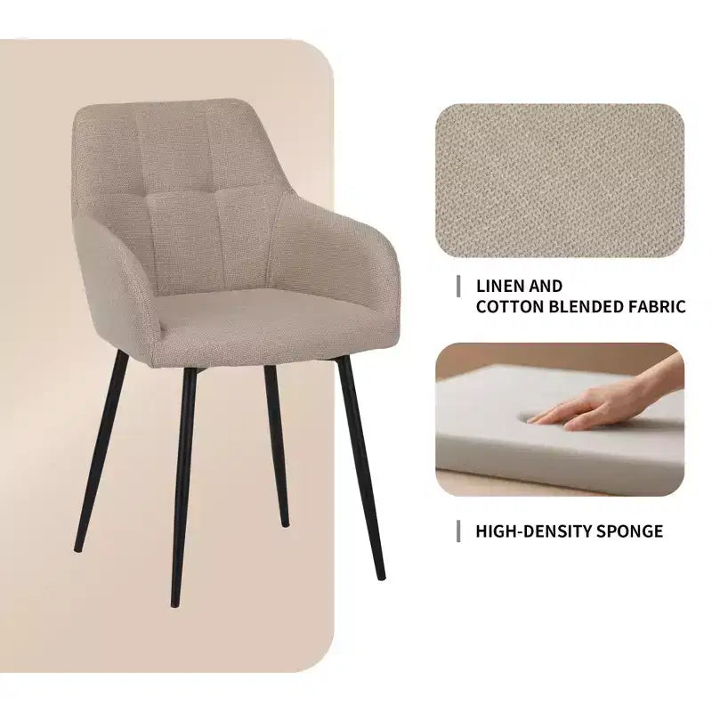 Chaises de salle à manger capitonnées grises avec accoudoirs, lot de 2