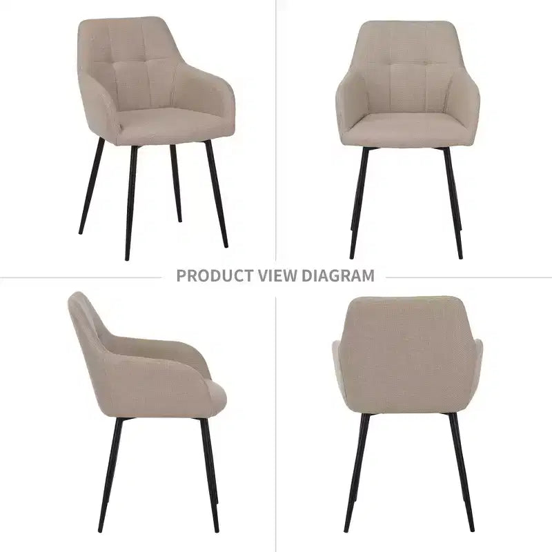 Chaises de salle à manger capitonnées grises avec accoudoirs, lot de 2