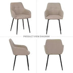 Chaises de salle à manger capitonnées grises avec accoudoirs, lot de 2