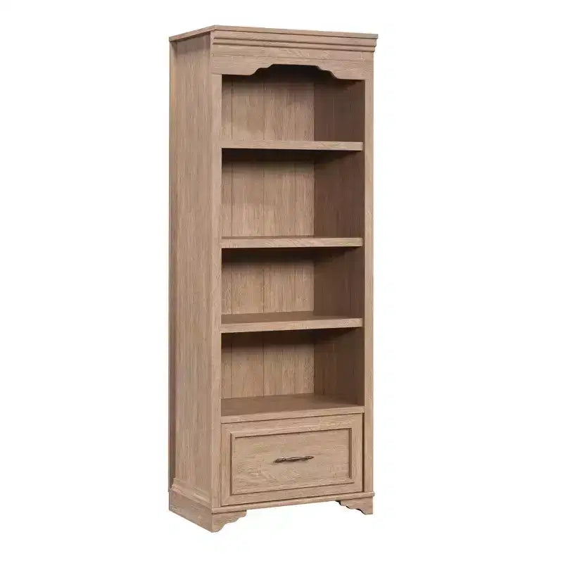 Bibliothèque en bois marron de 183 cm de hauteur, 1 personne, avec tiroir de classement et étagères réglables